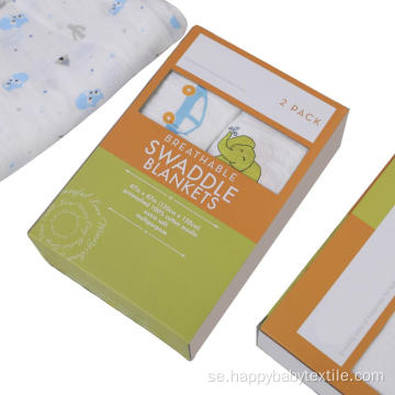 100% bomullsförvaltad muslin swaddle filt